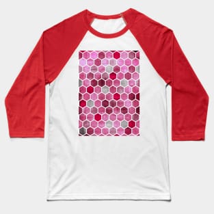 Pink Ink - watercolor hexagon pattern Baseball T-Shirt